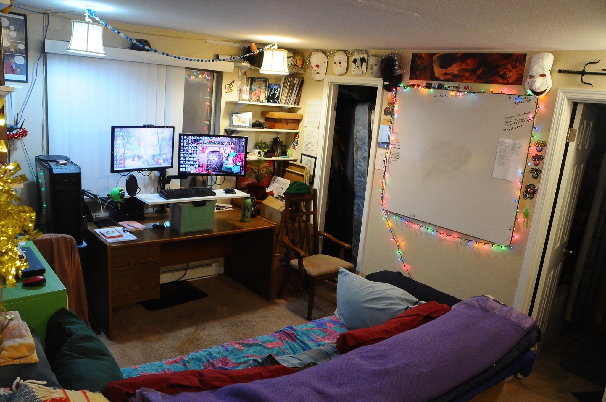 My office in 2019, also at a much wider angle! My monitors are now up on metal arms rather than lego crates.