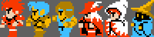 The OG crew A row of idle sprites for the six Final Fantasy character classes.